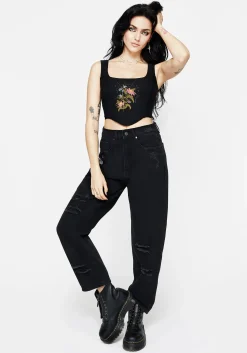 Cleome Floral Spiderweb Embroidered Corset Top