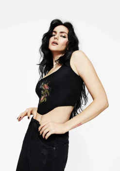 Cleome Floral Spiderweb Embroidered Corset Top