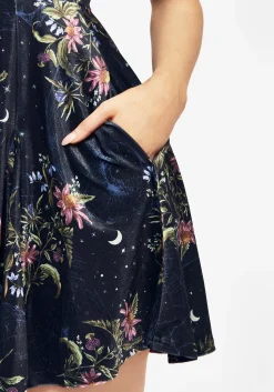 Cleome Floral Spiderweb Velour Mini Dress