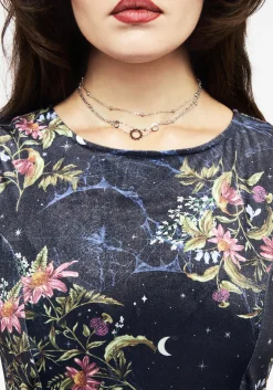 Cleome Floral Spiderweb Velour Mini Dress