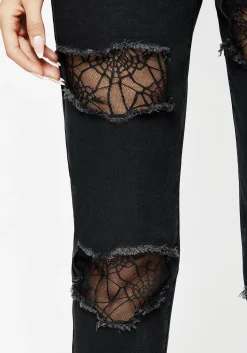 Cobweb Distressed Denim Jeans