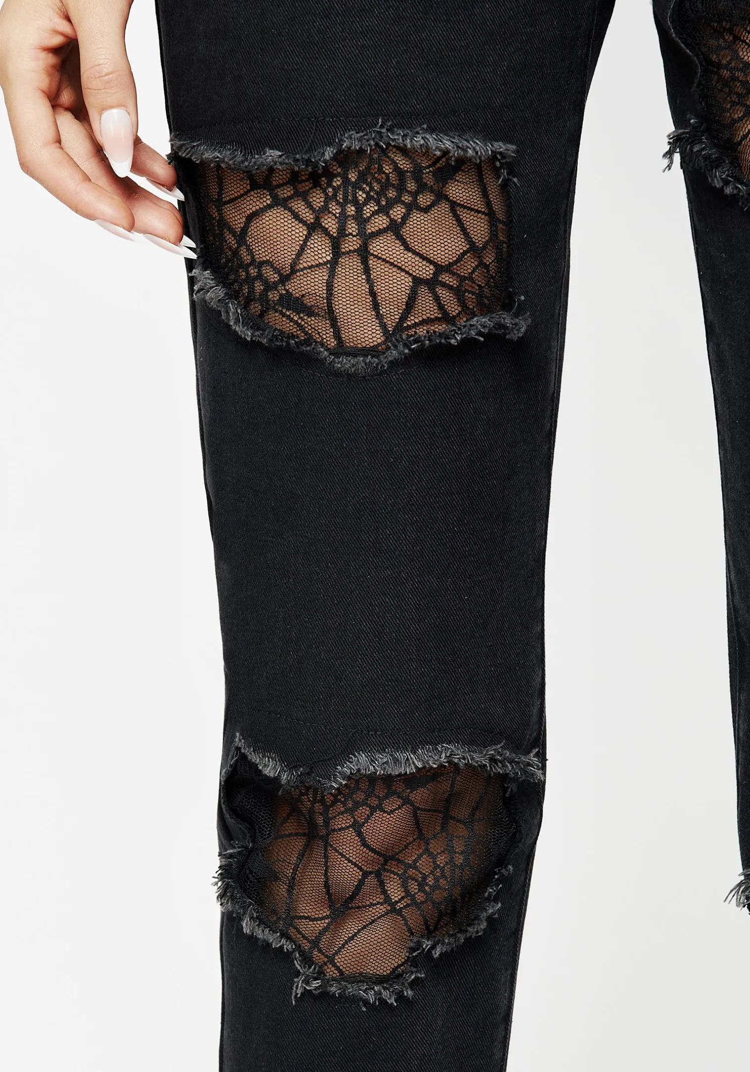Cobweb Distressed Denim Jeans
