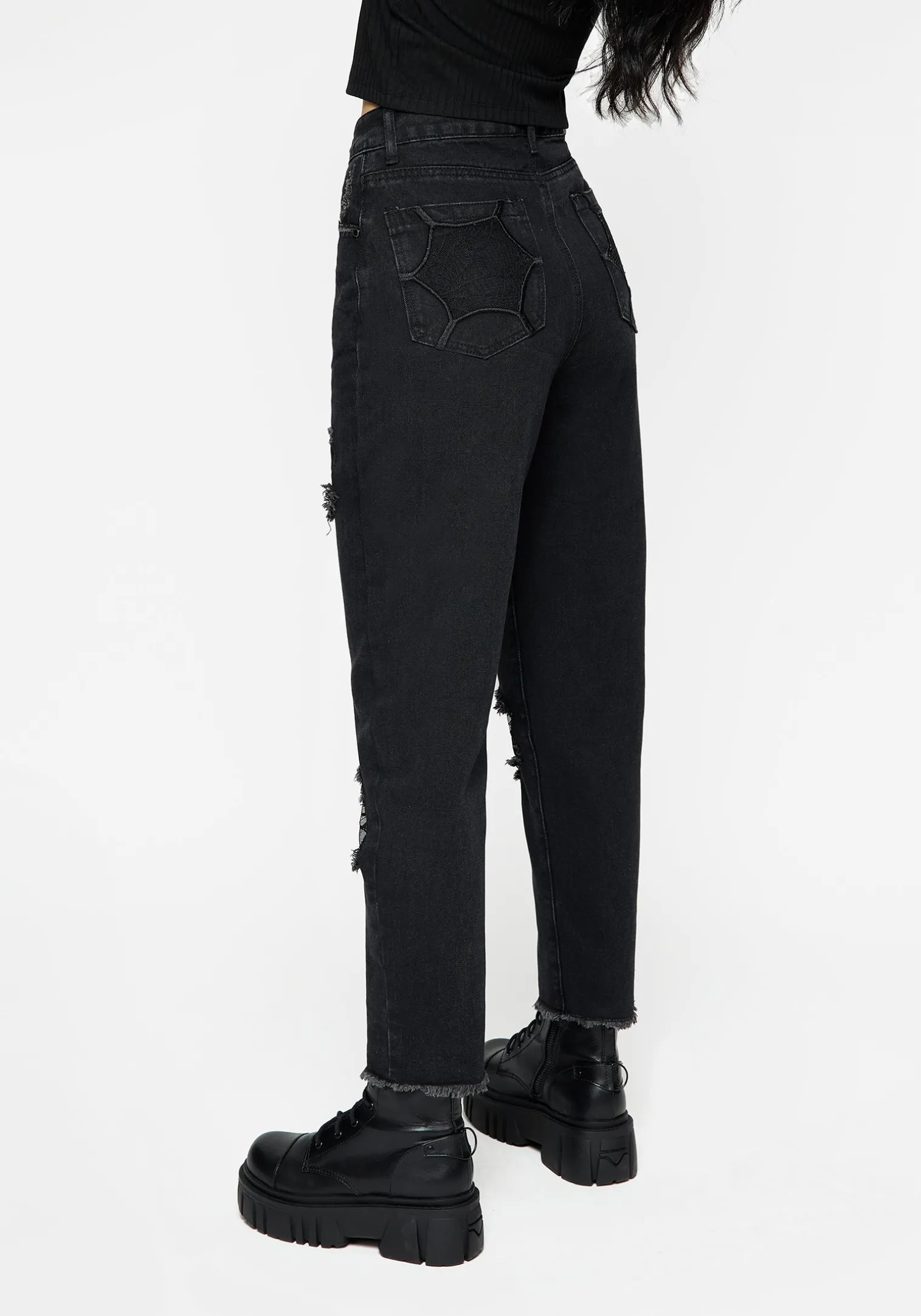 Cobweb Distressed Denim Jeans