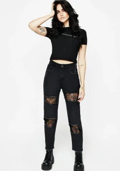 Cobweb Distressed Denim Jeans