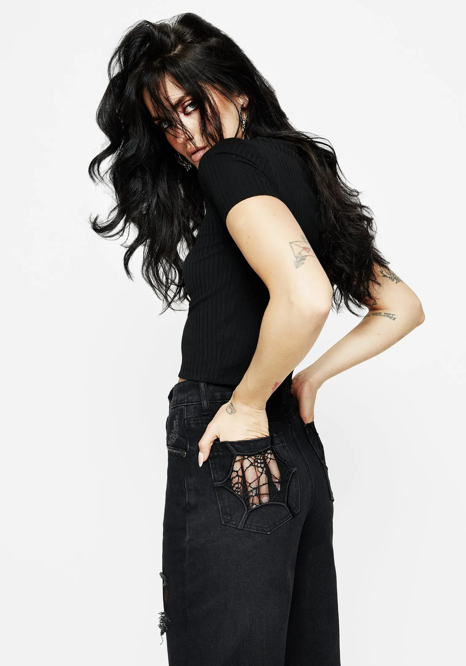 Cobweb Distressed Denim Jeans