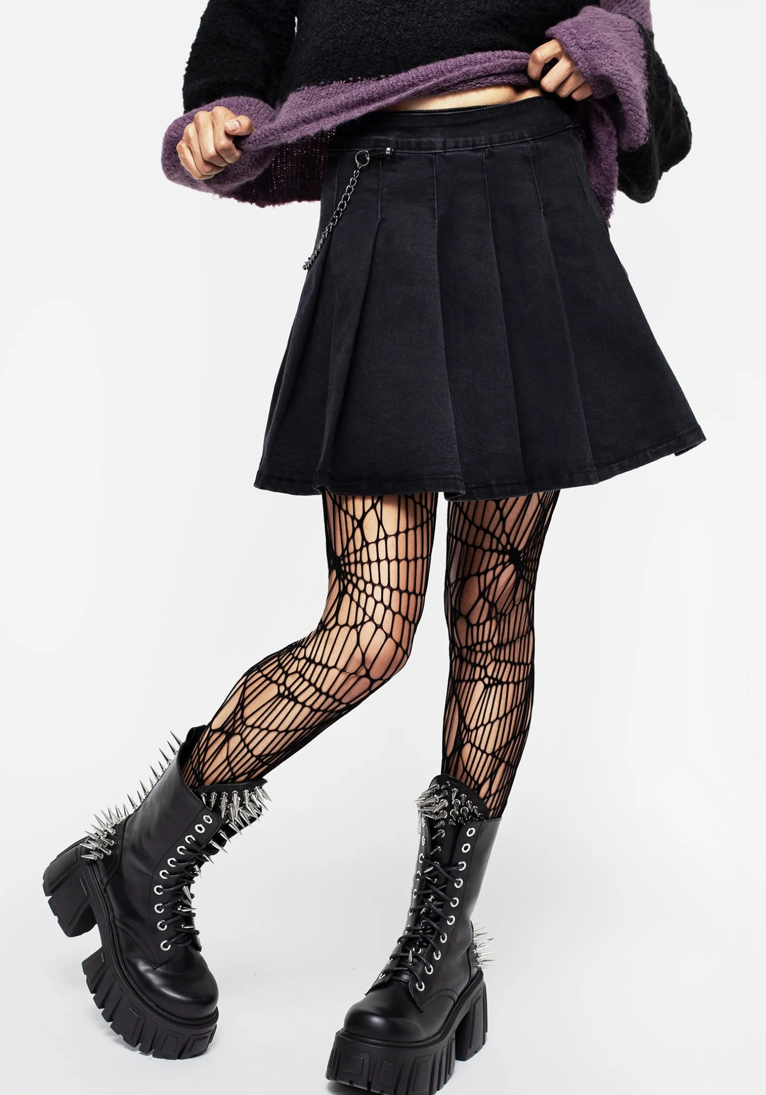 Cobweb Patterned Fishnet Tights