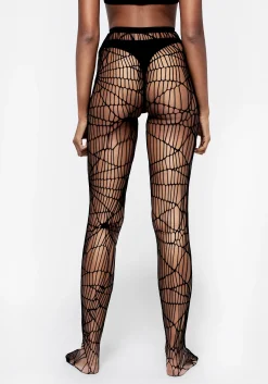 Cobweb Patterned Fishnet Tights