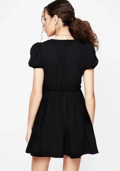 Cocoon Butterfly Embroidered Puff Sleeve Mini Dress