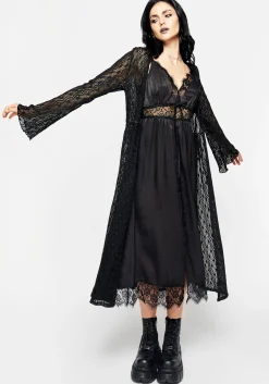 Conjure Satin Lace Trim Cami Midi Dress