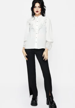 Constance Lace Frill Button Up Blouse Top