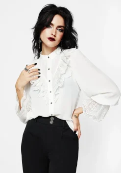 Constance Lace Frill Button Up Blouse Top