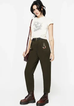 Copia Cotton Embroidered Tapered Tailored Trousers