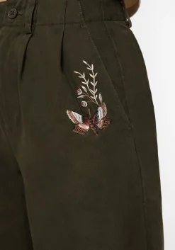 Copia Cotton Embroidered Tapered Tailored Trousers