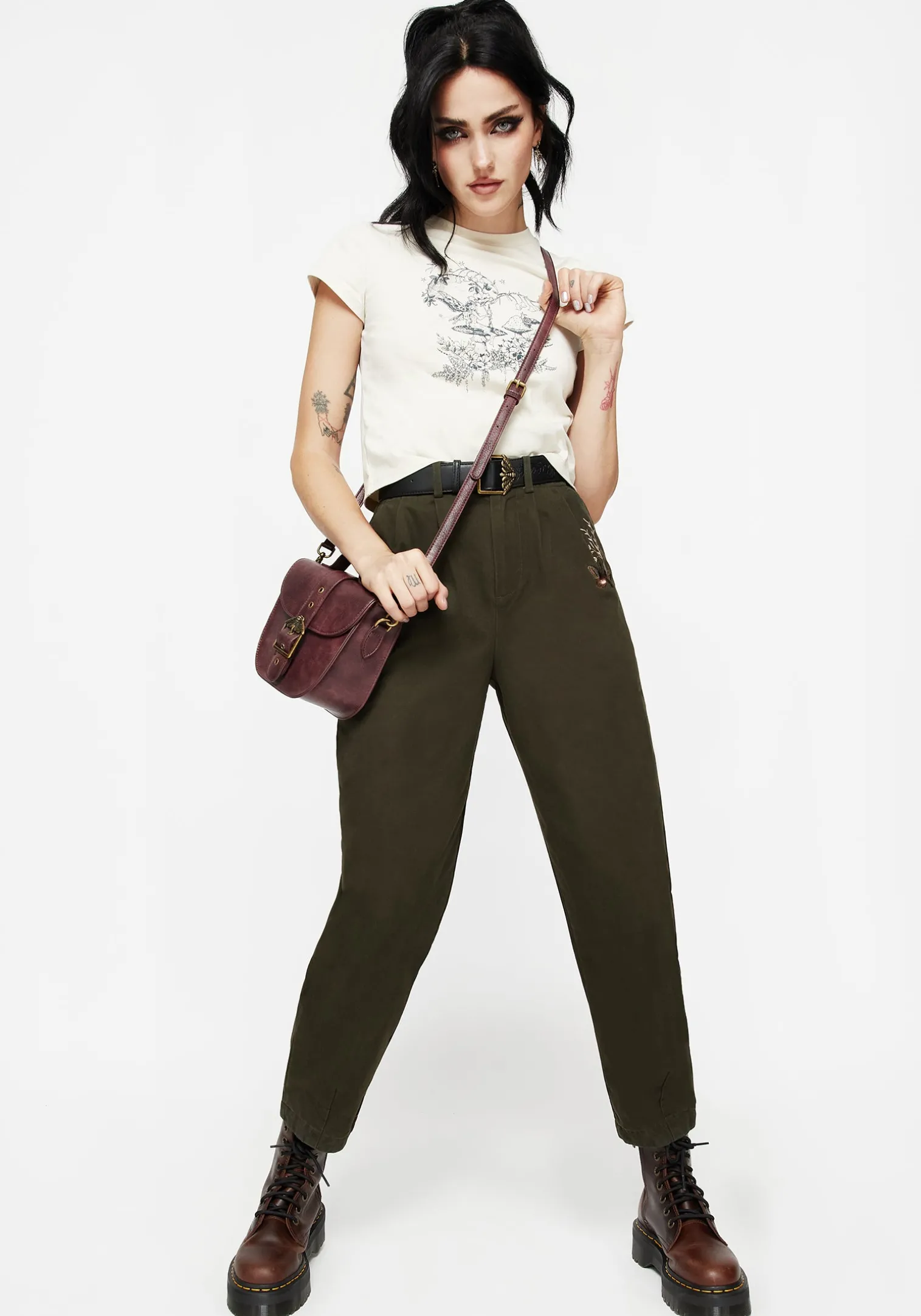 Copia Cotton Embroidered Tapered Tailored Trousers