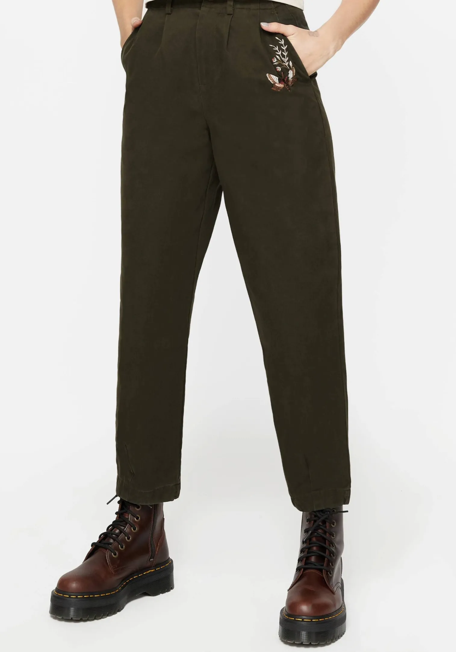 Copia Cotton Embroidered Tapered Tailored Trousers