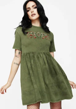 Copia Embroidered Cotton Jersey Skater Dress