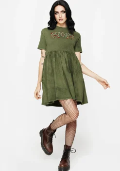 Copia Embroidered Cotton Jersey Skater Dress