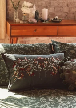 Copia Floral Embroidered Throw Cushion