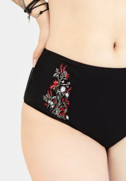 Copia Floral Embroidered High Waist Swim Bottoms
