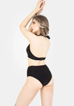 Copia Floral Embroidered High Waist Swim Bottoms