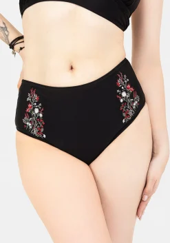 Copia Floral Embroidered High Waist Swim Bottoms