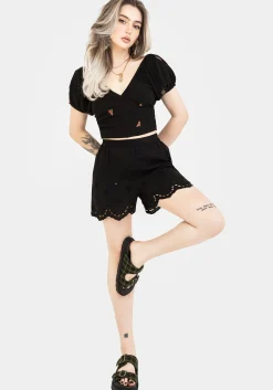 Copia Moth Embroidered Cotton Puff Sleeve Top