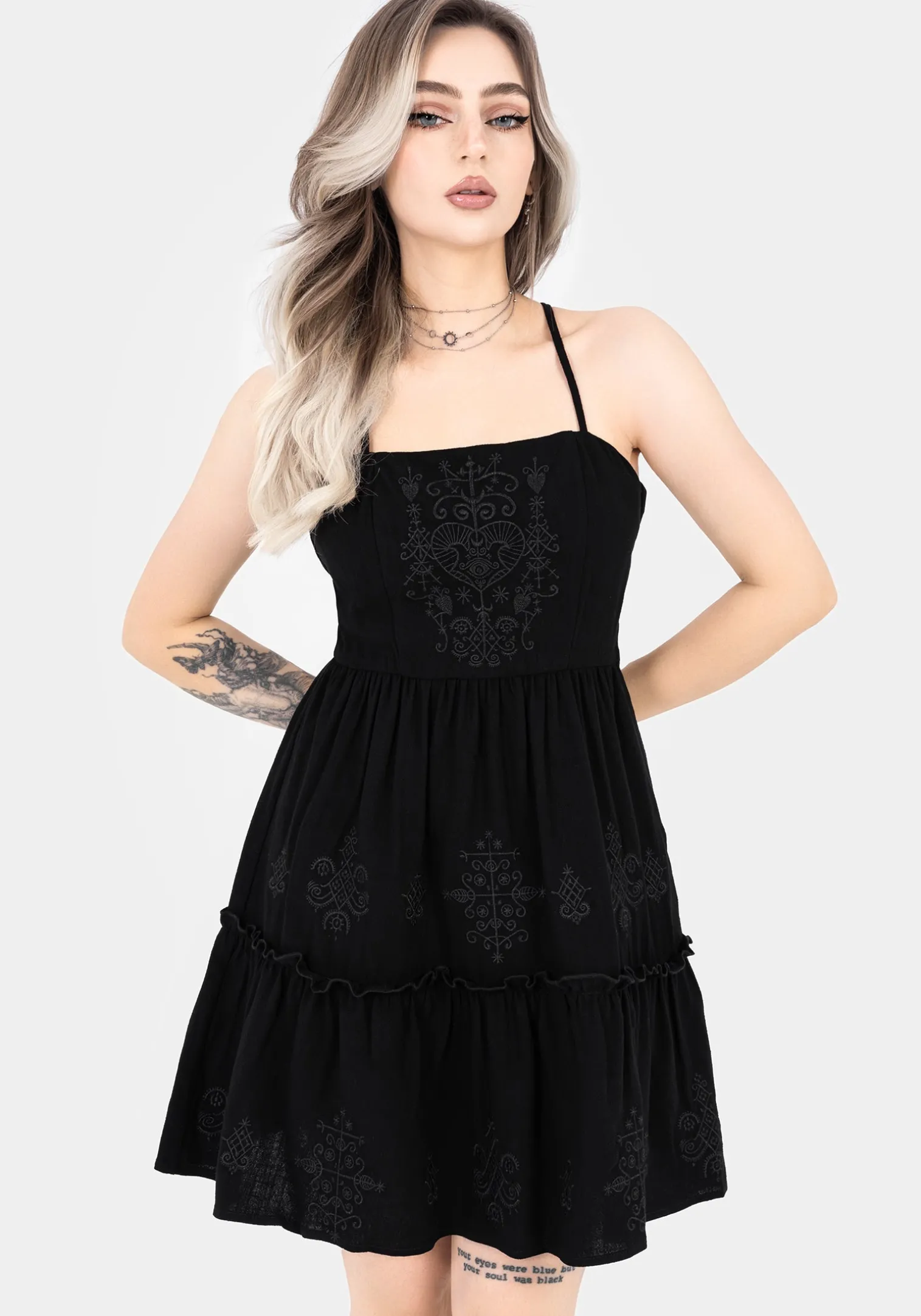 Cordata Embroidered Cami Mini Smock Dress