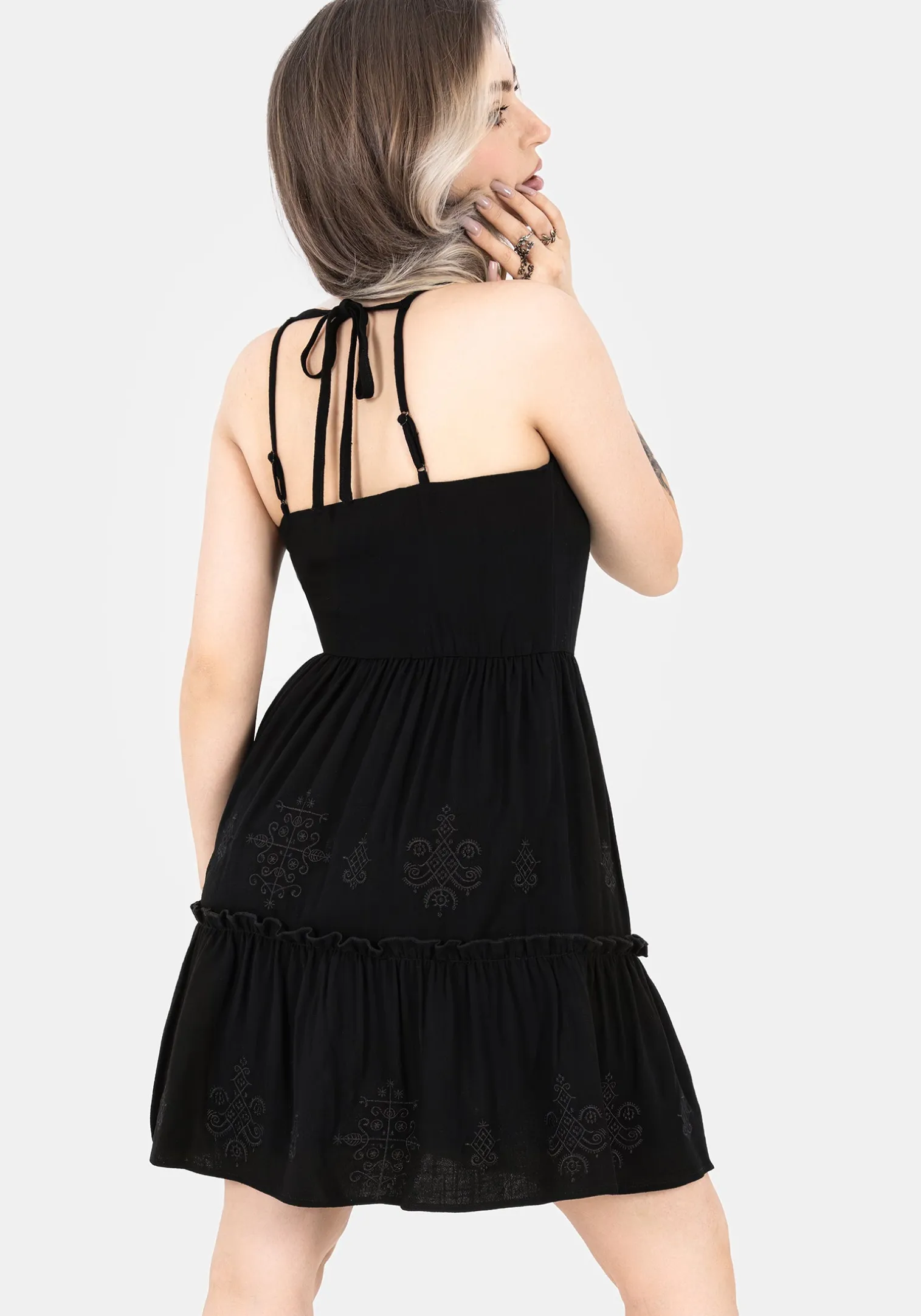 Cordata Embroidered Cami Mini Smock Dress