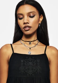 Cordata Linen-Blend Embroidered Tiered Cami Top - Black