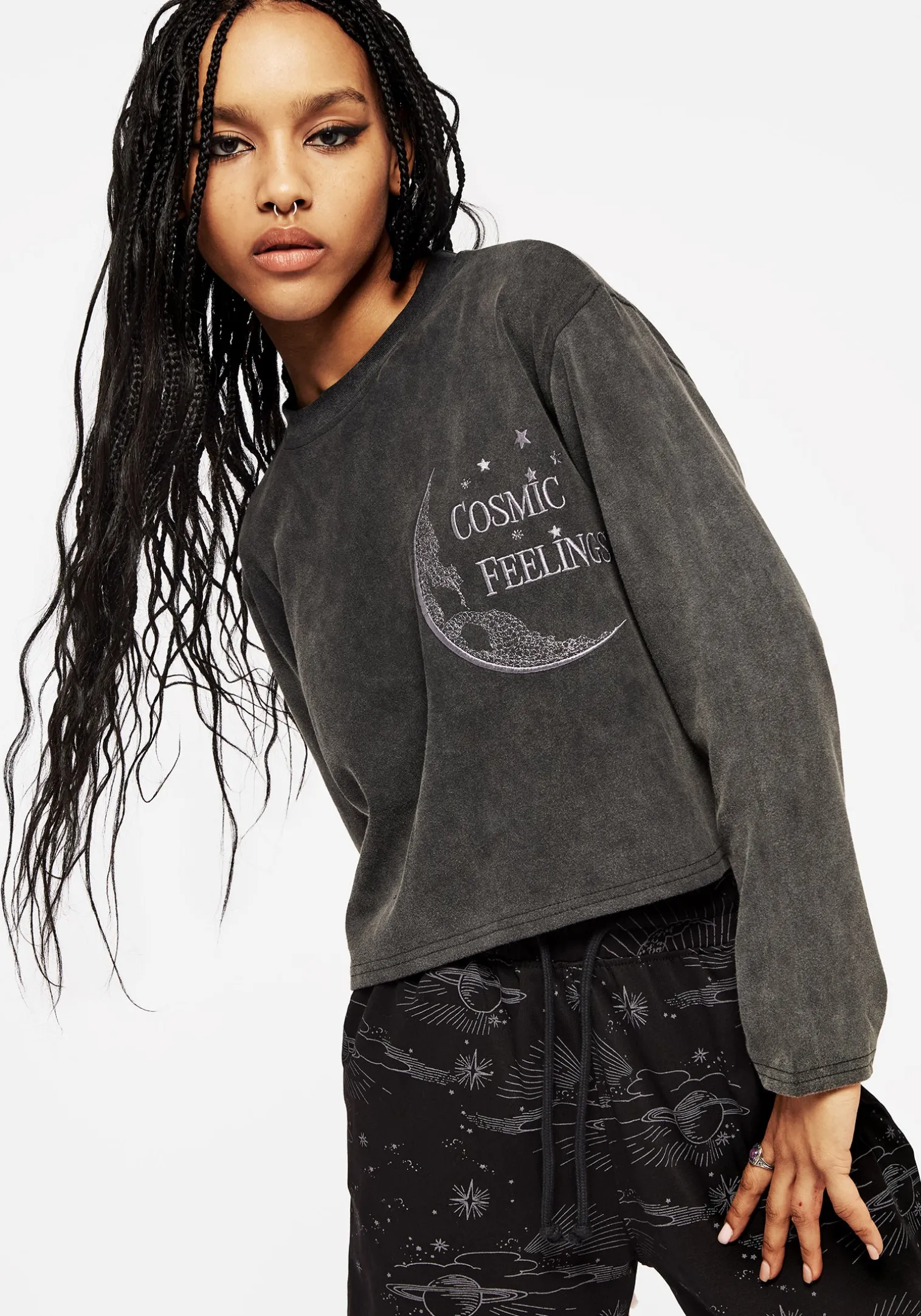 Cosmic Long Sleeve Crop Pyjama Top