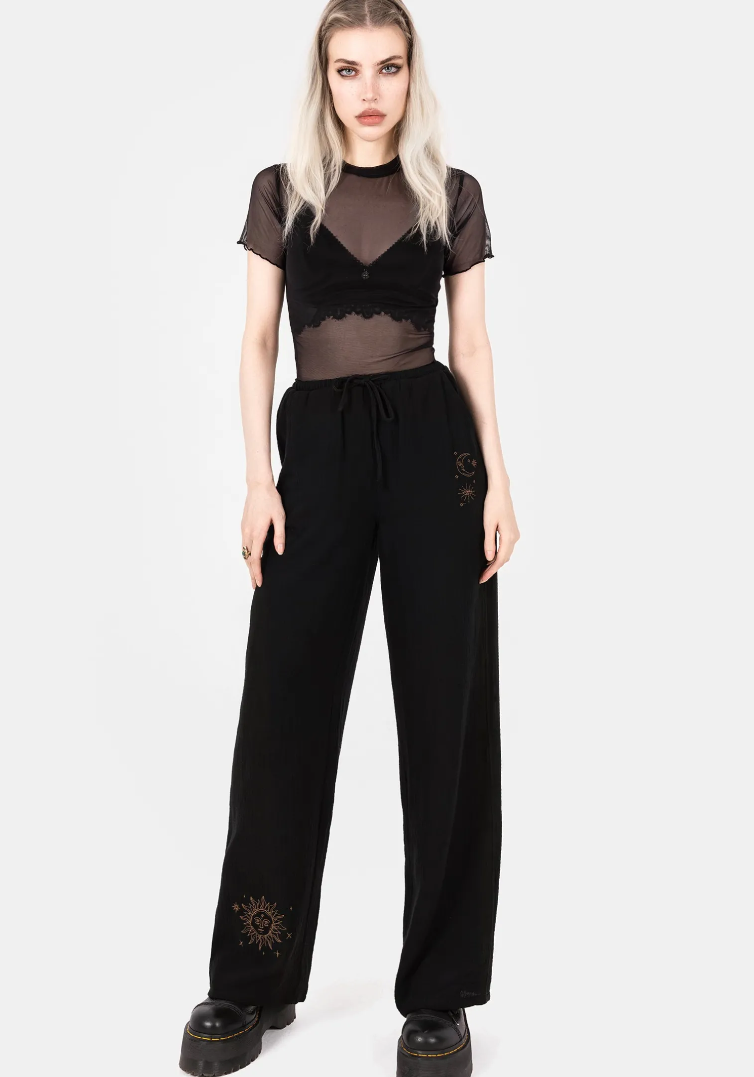 Cosmos Embroidered Wide Leg Trousers