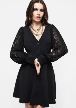 Covenant Lace Sleeve Button Up Mini Dress