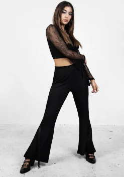 Coyote Fringed Jersey Flares