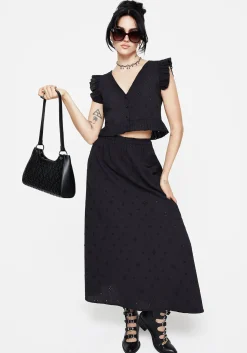 Crux Broderie Button Up Sleeveless Blouse Top