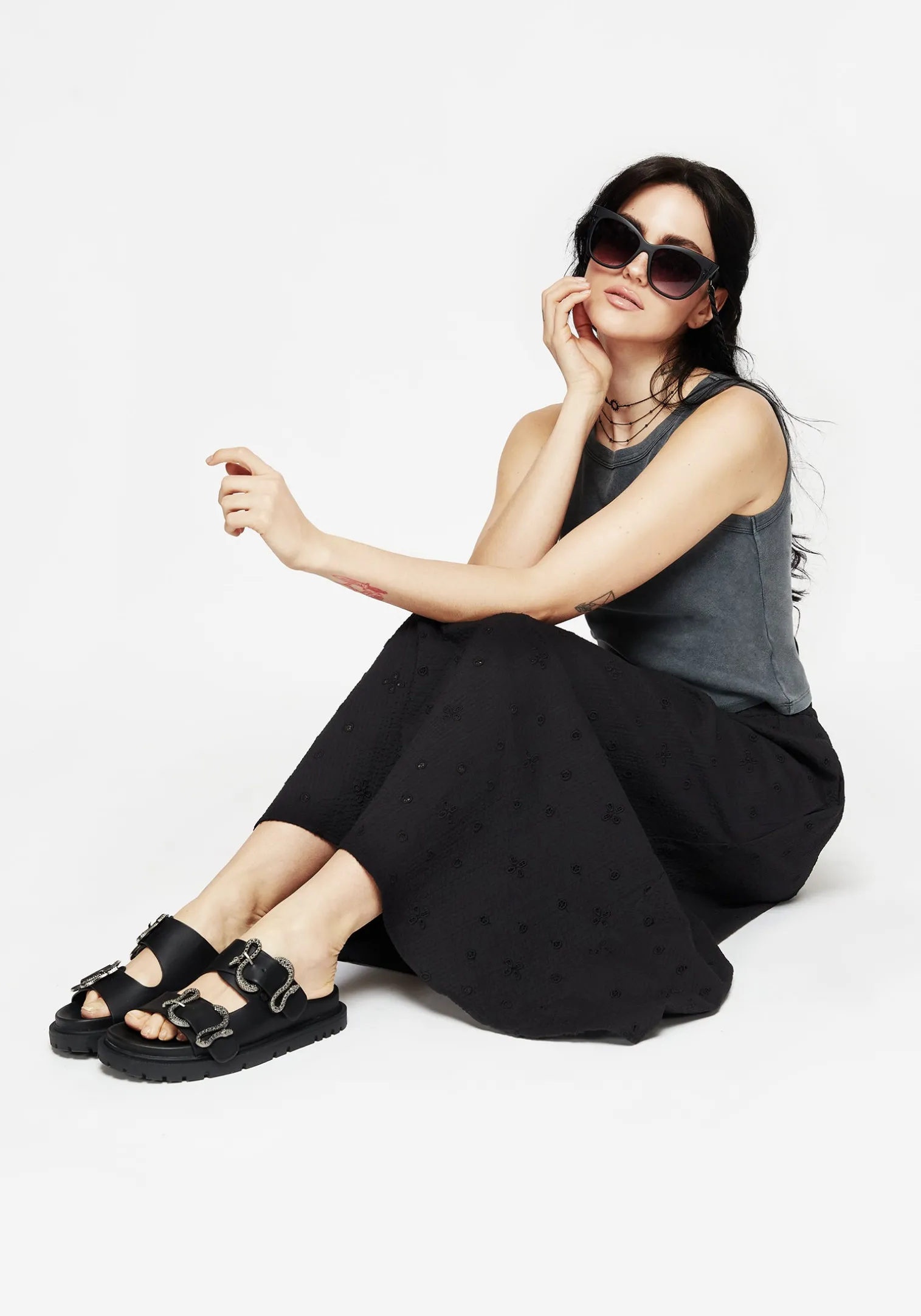 Crux Broderie Midaxi Skirt