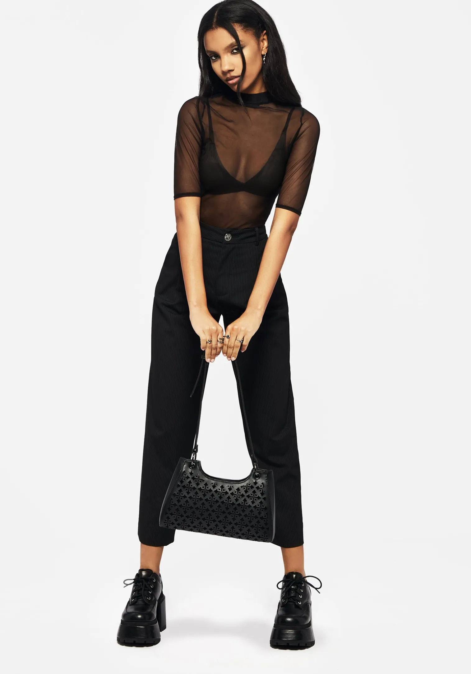 Crux Cut Out Faux Leather Shoulder Bag