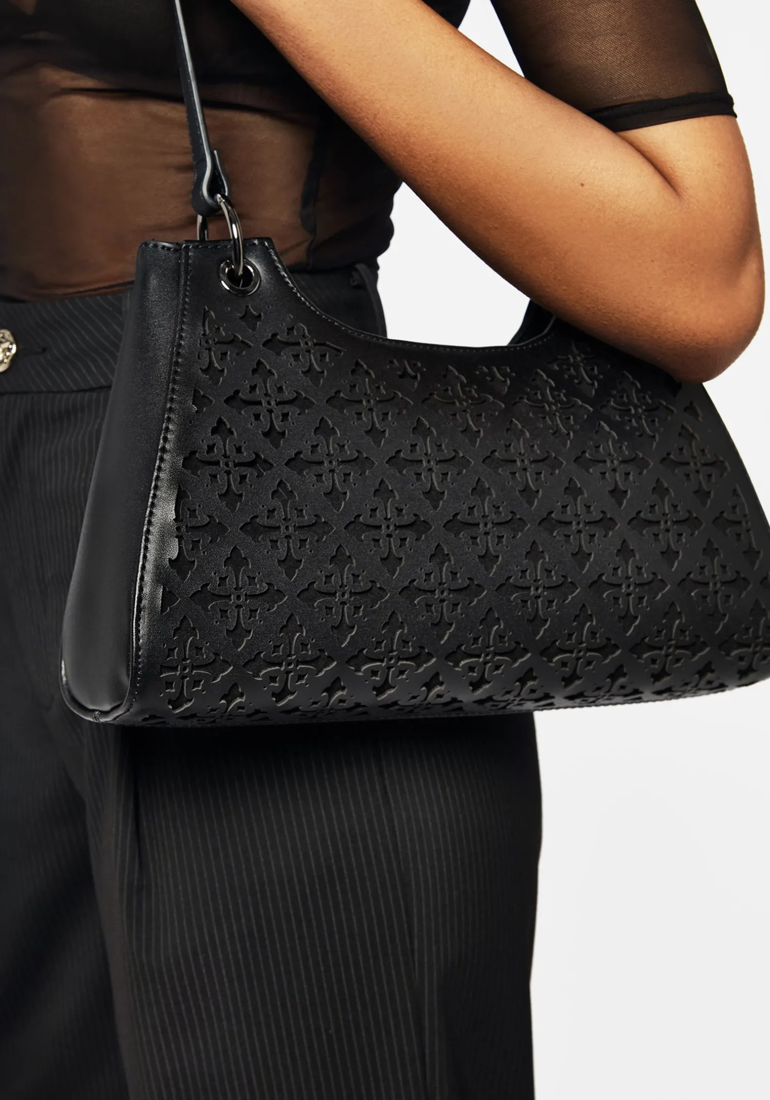 Crux Cut Out Faux Leather Shoulder Bag