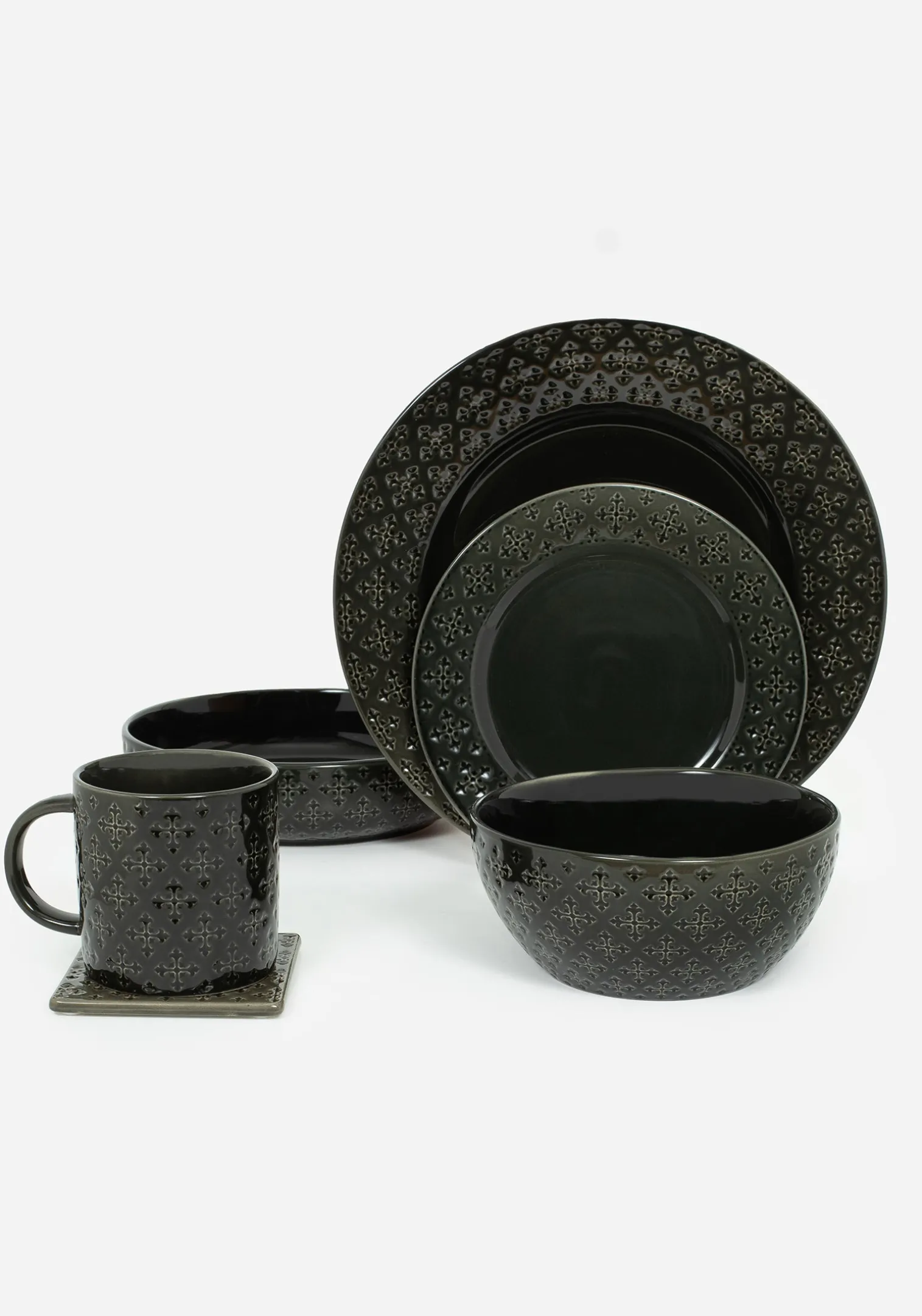Crux Debossed Ombre Dinner Plate (4 Piece Set)