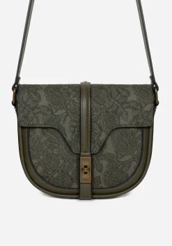 Cypress Paisley Debossed Crossbody Satchel Bag - Green