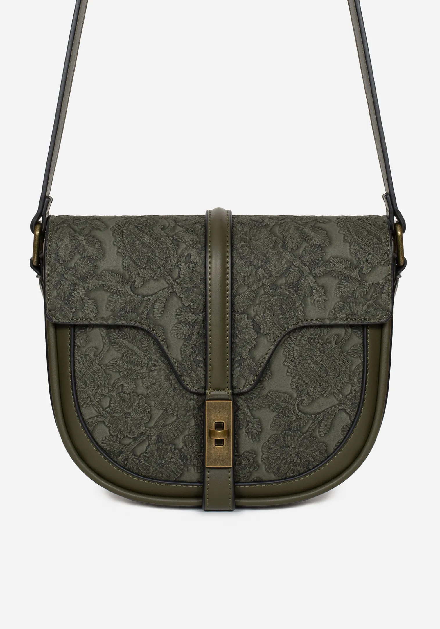 Cypress Paisley Debossed Crossbody Satchel Bag - Green