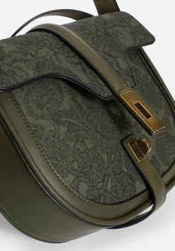 Cypress Paisley Debossed Crossbody Satchel Bag - Green