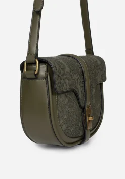 Cypress Paisley Debossed Crossbody Satchel Bag - Green