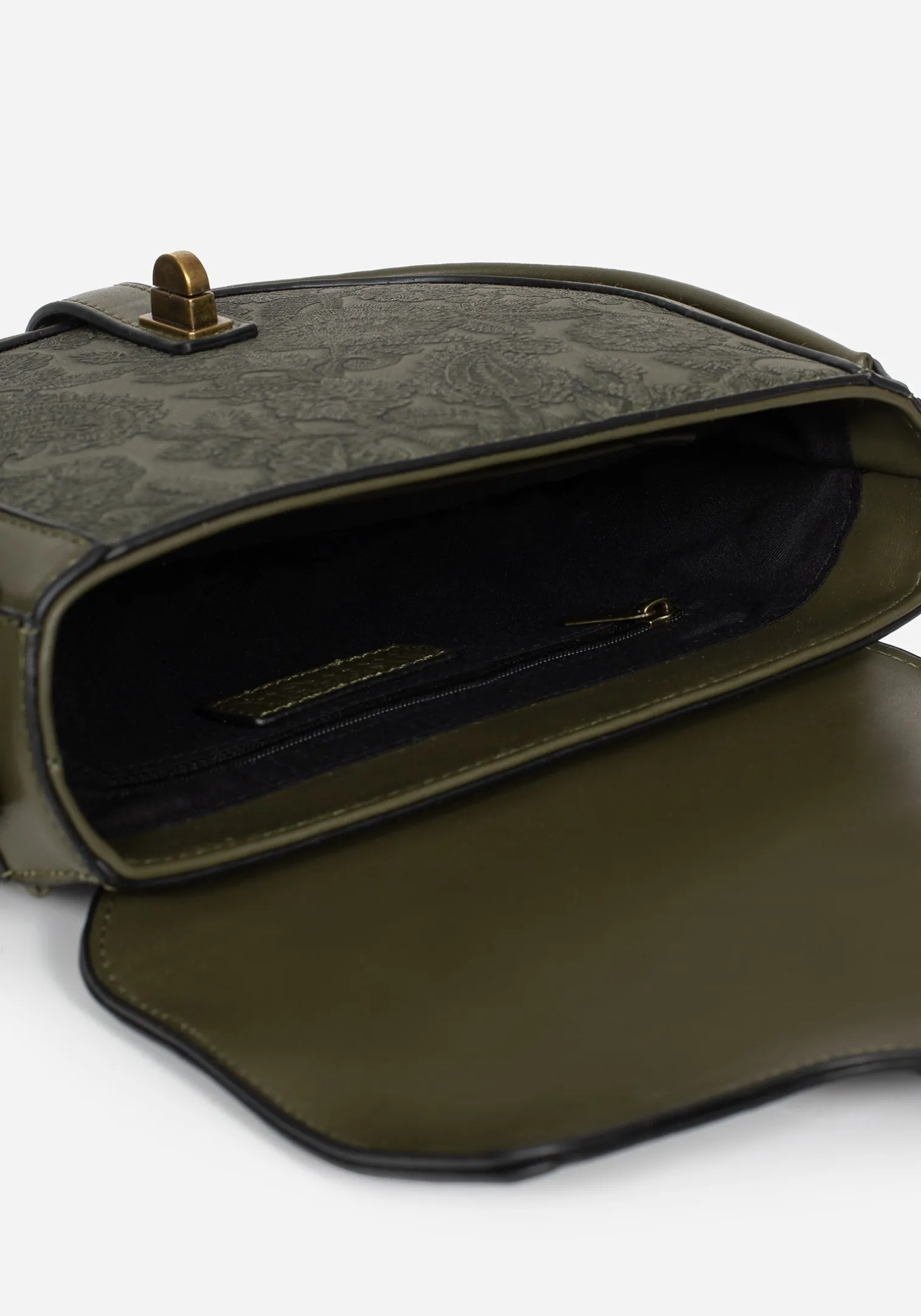Cypress Paisley Debossed Crossbody Satchel Bag - Green