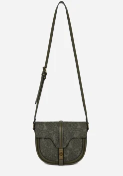 Cypress Paisley Debossed Crossbody Satchel Bag - Green