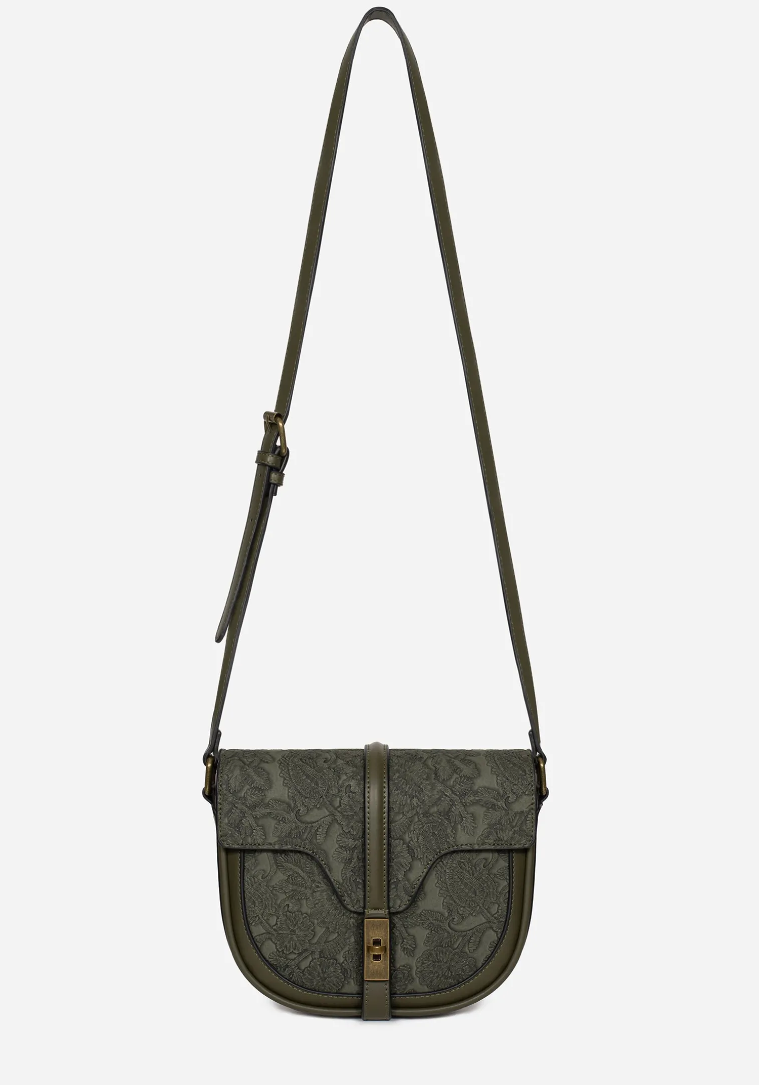 Cypress Paisley Debossed Crossbody Satchel Bag - Green