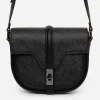 Cypress Paisley Debossed Crossbody Satchel Bag - Black