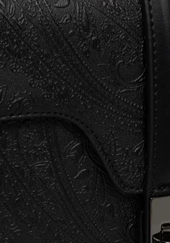 Cypress Paisley Debossed Crossbody Satchel Bag - Black