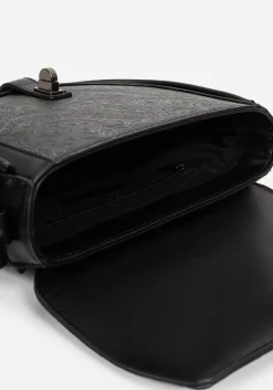 Cypress Paisley Debossed Crossbody Satchel Bag - Black