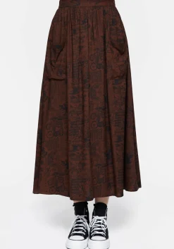 Daemonologie Woodcut Print Midaxi Skirt
