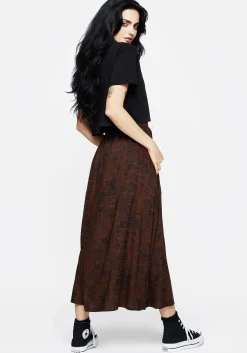 Daemonologie Woodcut Print Midaxi Skirt